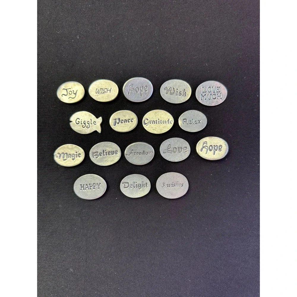 17 Vilmain Pewter Pocket Tokens Charms Heart Angel Flower Fairy Bee Dolphin Fish